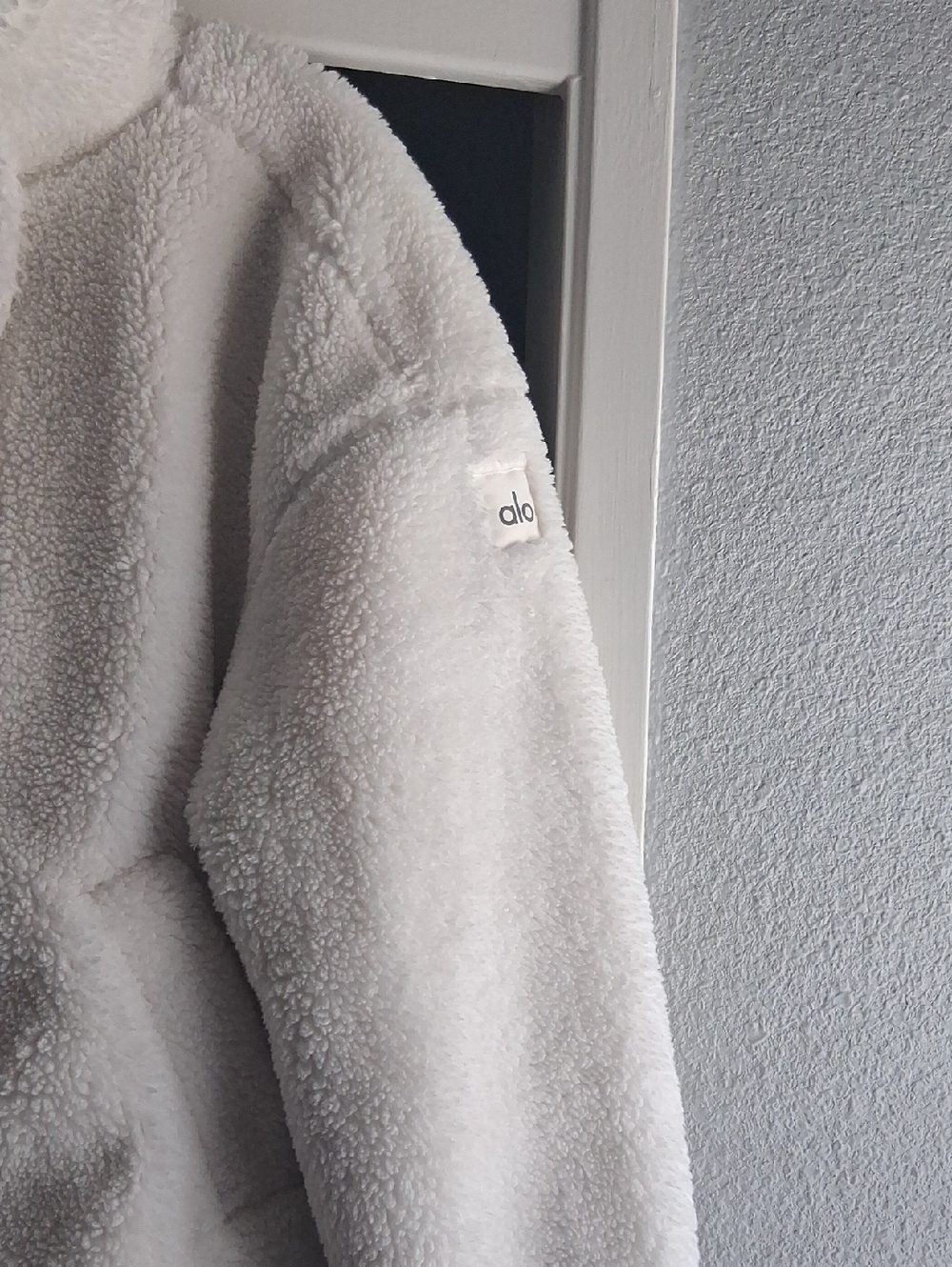 Alo Yoga Sherpa Zip Up Collared Jacket White Small Oversized - Picture 6 of 14